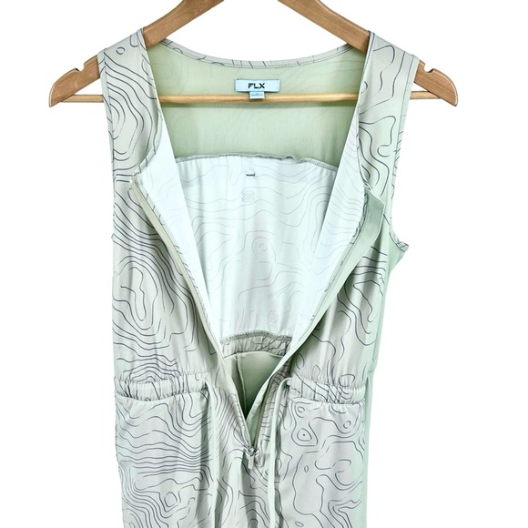 FLX NWOT Woven Tank Dress with Built In Shorts Medium Activewear Sage Topography - Picture 9 of 16
